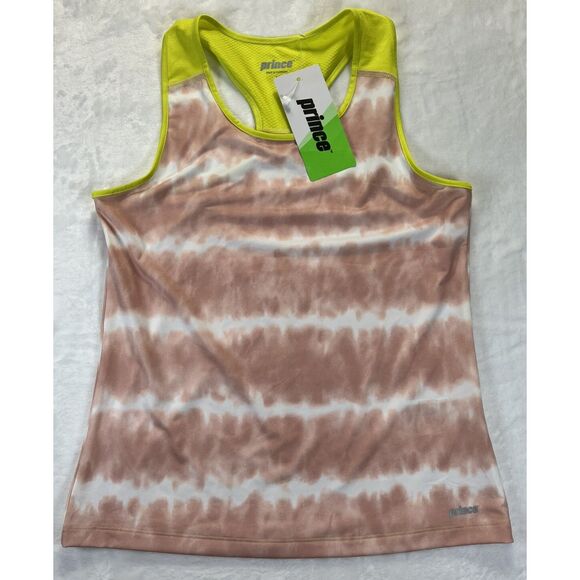 Prince Tennis Tank Youth Medium 10/12 Girls Yellow PINK WAVE‎ NWT - Picture 2 of 4